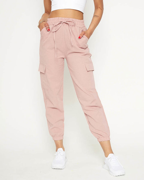 Růžové dámské cargo kalhoty - Oblečení