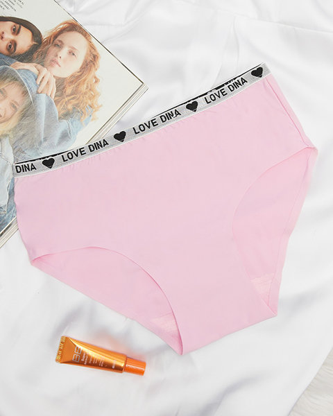 Růžové dámské kalhotky s ozdobnými pruhy - Spodní prádlo