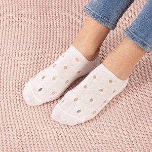 Růžové dámské kotníkové ponožky s ozdobnými otvory - Ponožky