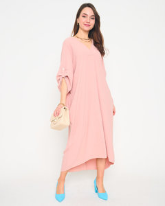 Růžové dámské oversize midi šaty - Oblečení