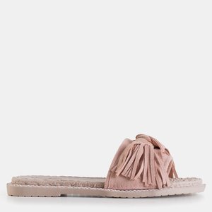 Růžové dámské pantofle s třásněmi Foasia - Boty