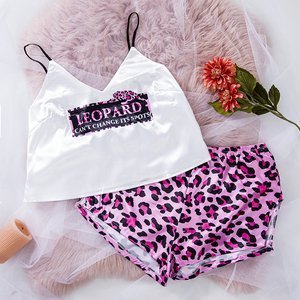 Růžové dámské pyžamo s leopardím potiskem - Oblečení