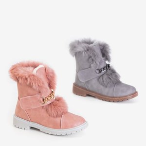 Růžové dámské sněhové boty s kožešinou Enila - Obuv