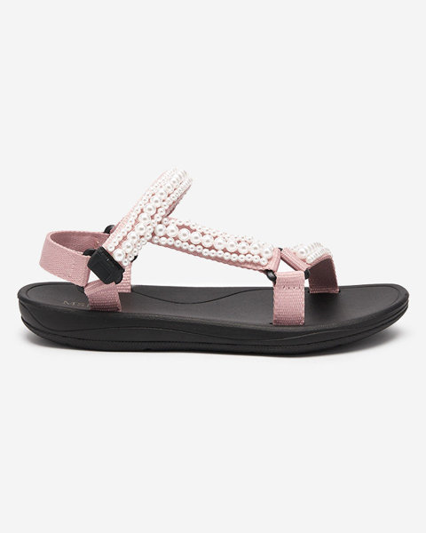 Růžové dámské sportovní sandály s perlami Dotiss- Obuv