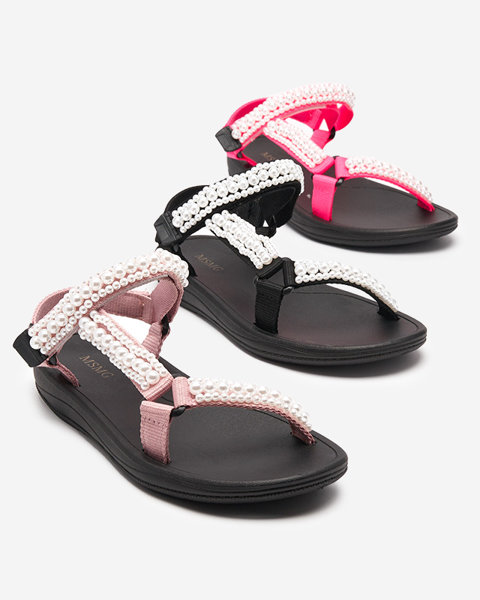 Růžové dámské sportovní sandály s perlami Dotiss- Obuv