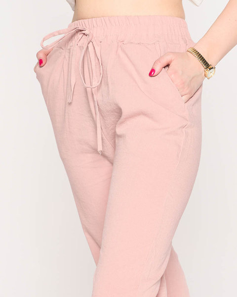 Růžové dámské vzdušné tenké kalhoty - Oblečení