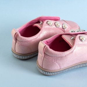 Růžové dětské návleky na tenisky s perlami Merena - Obuv