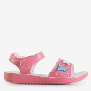 Růžové dětské sandály na suchý zip od Yksa - Obuv