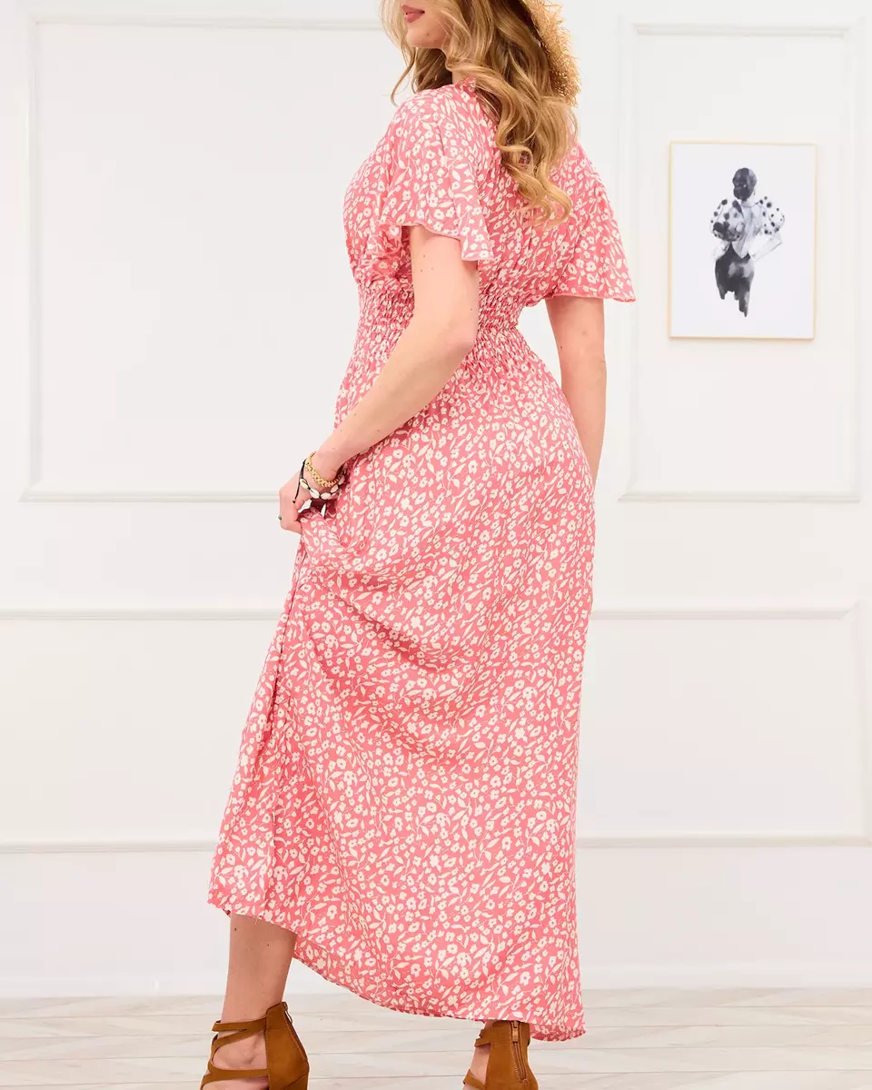 Růžové letní maxi šaty - Oblečení