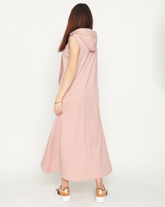 Růžové midi dámské mikinové šaty - Oblečení