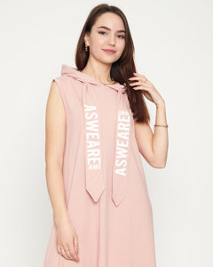 Růžové midi dámské mikinové šaty - Oblečení