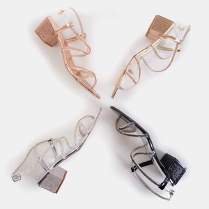 Růžovo-zlaté dámské sandály na sloupku se zirkony Jukko - Obuv