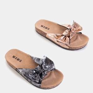 Růžovo-zlaté dámské sandály s mašlí Akemi - Obuv