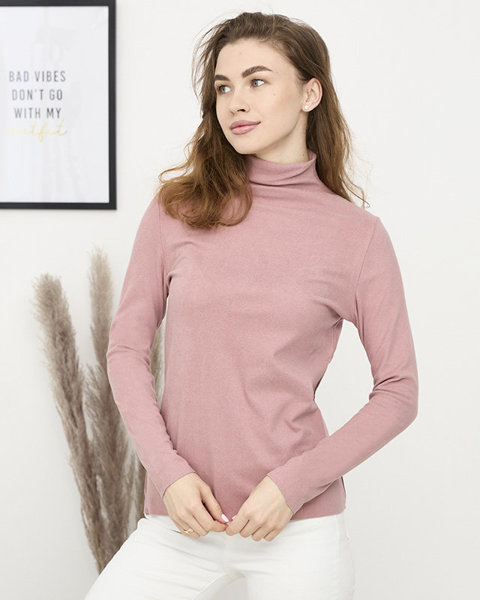 Růžový dámský svetr s půl rolákem - Oblečení