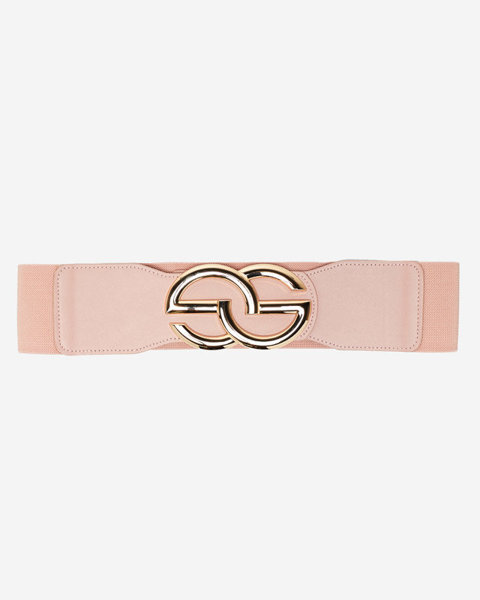 Růžový elastický pásek s velkou zlatou sponou - Doplňky