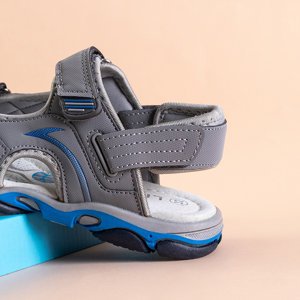Šedé chlapecké sandály se suchým zipem Mikos - Footwear