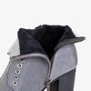 Šedé dámské boty na sloupku s ozdobami Valor - obuv