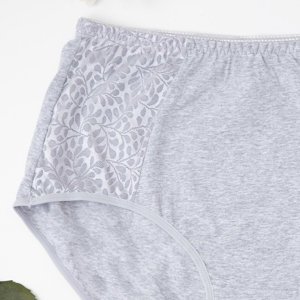 Šedé dámské kalhotky s krajkou PLUS SIZE - Spodní prádlo