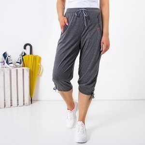 Šedé dámské krátké kalhoty s kapsami PLUS SIZE - Oblečení