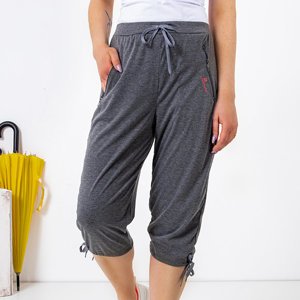 Šedé dámské krátké kalhoty s kapsami PLUS SIZE - Oblečení