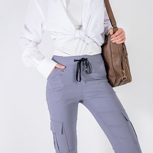Šedé dámské nákladní kalhoty s kapsami - kalhoty