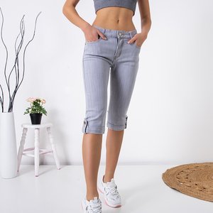 Šedé dámské riflové kalhoty 3/4 délky - Oblečení