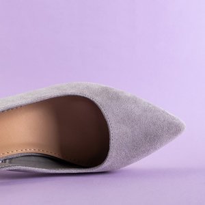 Šedé dámské sandály z eko semiše na sloupku Panella - obuv
