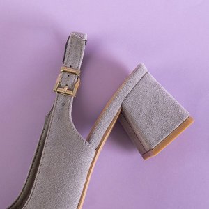 Šedé dámské sandály z eko semiše na sloupku Panella - obuv