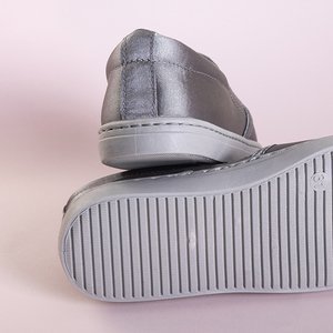 Šedé dětské saténové tenisky navléknou na obuv Moderi - Footwear