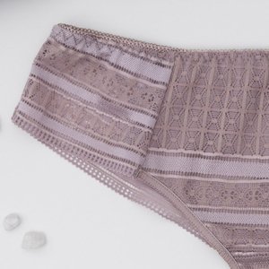 Šedé krajkové brazilské kalhotky - Spodní prádlo