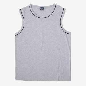 Šedé pánské tričko bez rukávů - oblečení