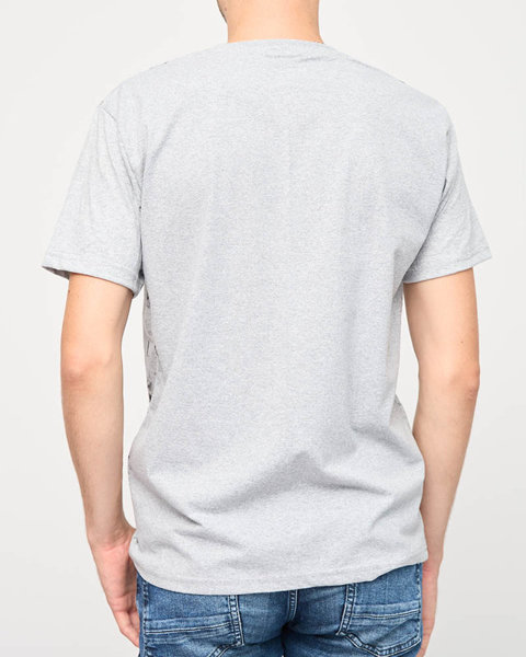 Šedé pánské tričko s potiskem - Oblečení