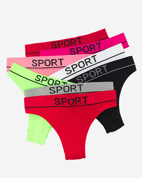 Set žebrovaných dámských kalhotek se sportovními nápisy 8 / bal - Spodní prádlo