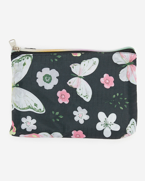 Skládací nákupní taška se sáčkem a bílo-růžovým květinovým vzorem - Příslušenství
