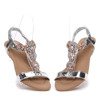 Srebrne sandały z kryształkami- Obuwie