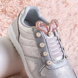 Stříbrná dětská sportovní obuv s dekoracemi Demiak - Obuv
