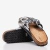 Stříbrné dámské pantofle s mašlí Isydora - Obuv 1