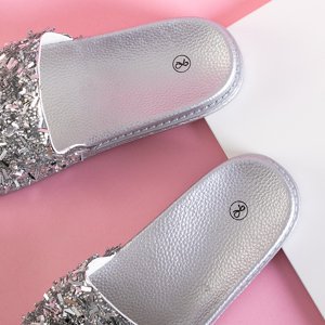 Stříbrné dámské pantofle se zirkony Onesti - obuv