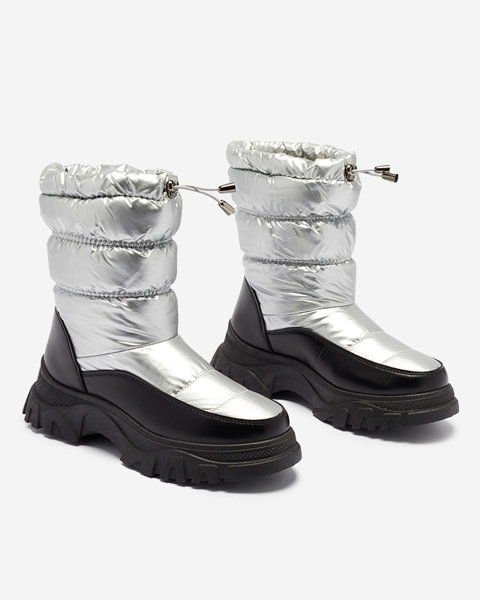 Stříbrné dámské prošívané sněhule Dessi - obuv