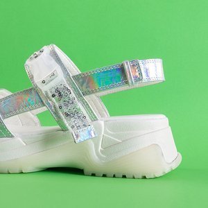 Stříbrné dámské sportovní holografické sandály Toros - obuv