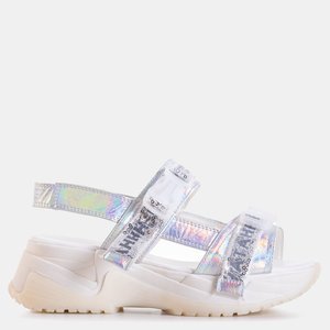 Stříbrné dámské sportovní holografické sandály Toros - obuv