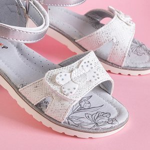 Stříbrné dětské sandály s mašlí Luisira - Obuv