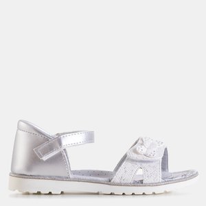 Stříbrné dětské sandály s mašlí Luisira - Obuv