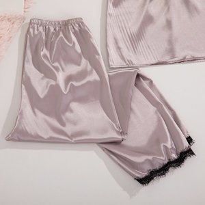 Stříbrné dvoudílné dámské pyžamo - Spodní prádlo