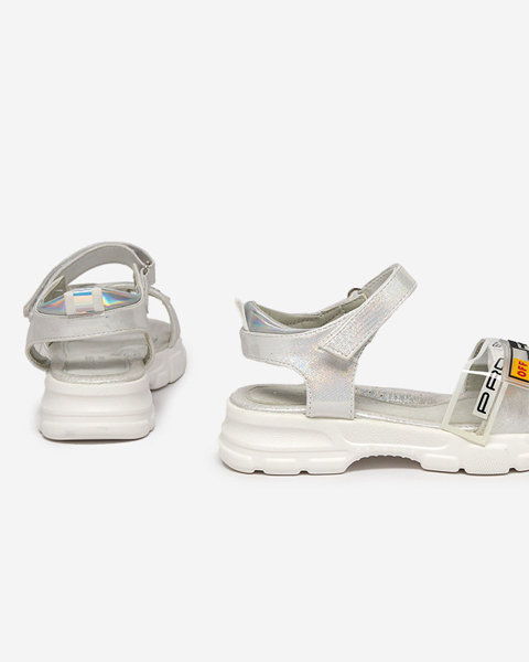 Stříbrné lesklé sandály pro dívky Lorij - Obuv