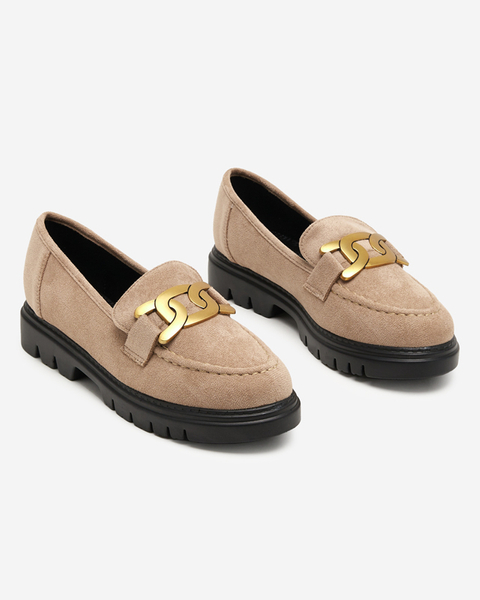 Světle hnědé dámské boty se zlatým ornamentem Mubissa - Obuv
