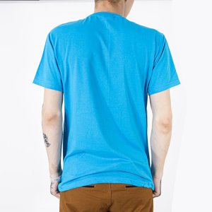 Světle modré pánské tričko s nápisy - Oblečení