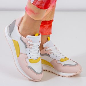 Světle růžová dámská sportovní obuv se žlutými vložkami Semelina - Obuv