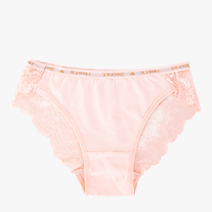 Světle růžové dámské kalhotky s krajkou - Spodní prádlo
