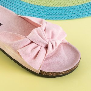 Světle růžové dámské pantofle s mašlí Alanza - Boty